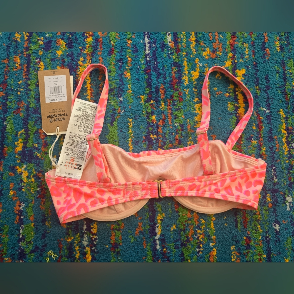 NWT Billabong Lei Low Leopard Print Bikini Top Siz3 SMALL - Picture 3 of 5
